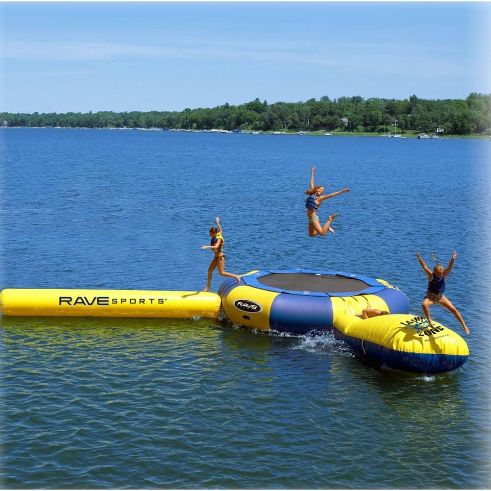 water trampoline with slide