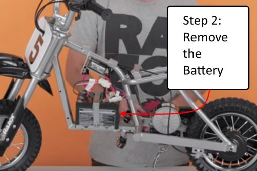 replace the battery on a Razor MX350 step 2